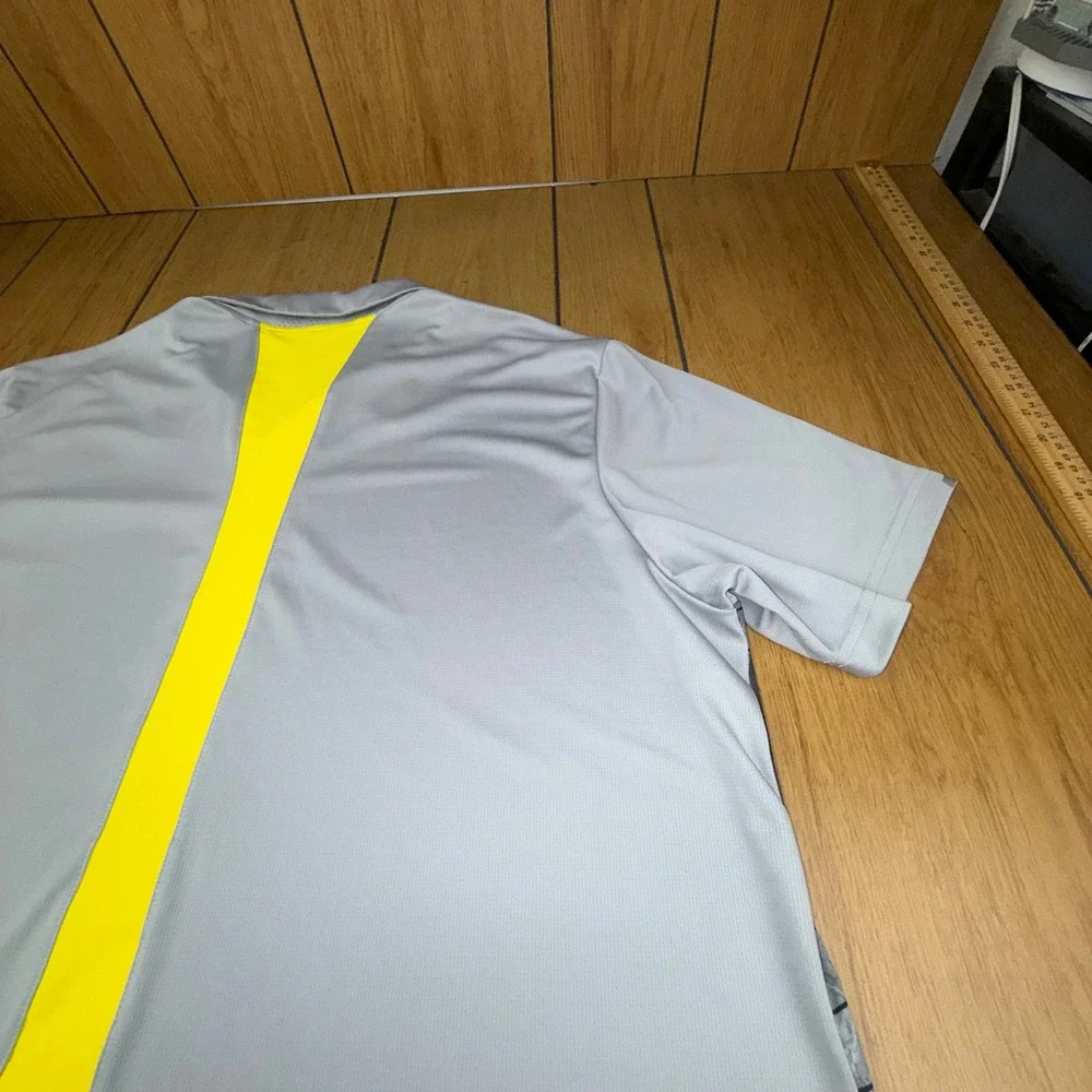 Adidas Golf‎ Mens Climachill Polo Shirt 2XL Grey Yellow Geometric BC2317